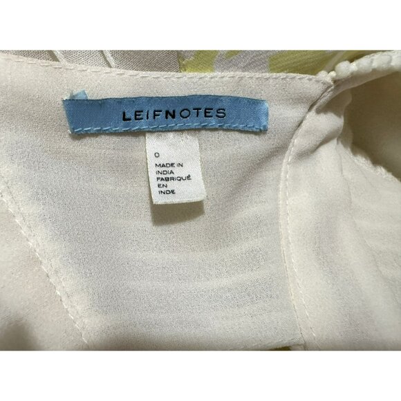 Anthropology Leifnotes Bird Print Midi Patchwork Eyelet Lemon White Dress Sz 0 - Picture 6 of 8